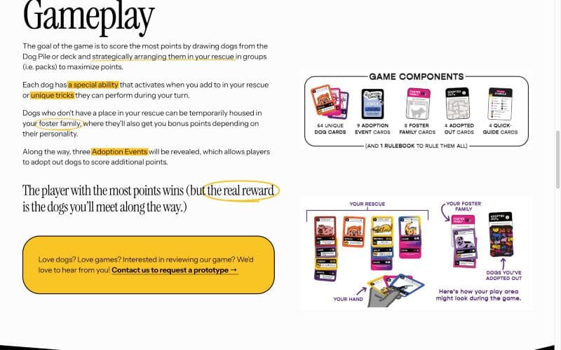 Rescue gameplay overview with diagrams of the game components and a sample play area